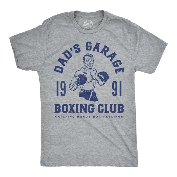 Mens Funny T Shirts Dads Garage Boxing Club Sarcastic Graphic Novelty Tee for Men Graphic Tees