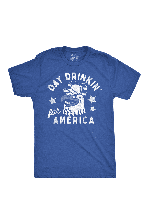 Mens Funny T Shirts Day Drinkin for America Sarcastic Fourth Of July Tee for Men Graphic Tees