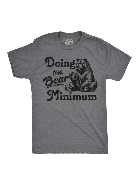 Mens Funny T Shirts Doing The Bear Minimum Sarcastic Graphic Novelty Tee for Men Graphic Tees