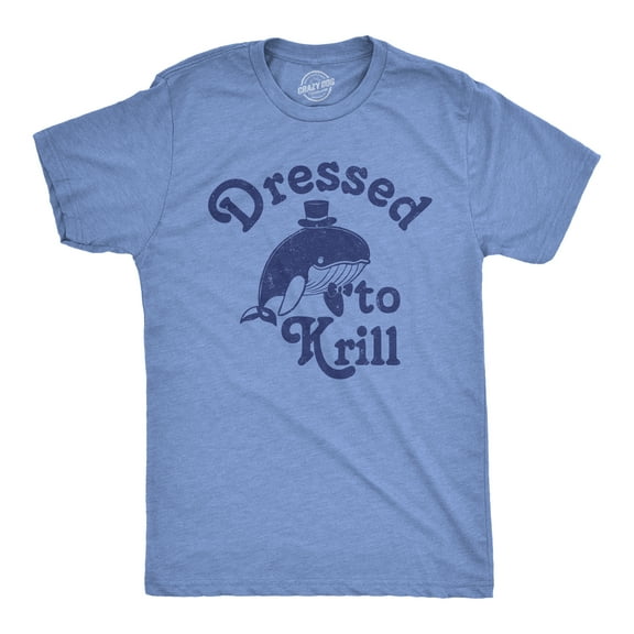 Mens Funny T Shirts Dressed to Krill Sarcastic Whale Graphic Tee for Men Graphic Tees