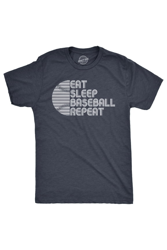 Mens Funny T Shirts Eat Sleep Baseball Repeat Sarcastic Graphic Novelty Tee for Men Graphic Tees
