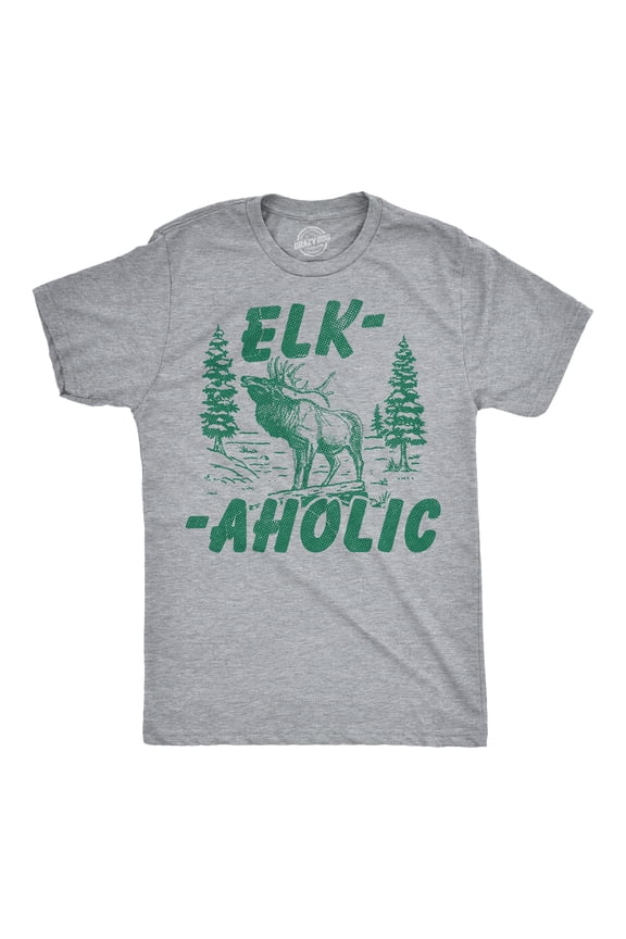Mens Funny T Shirts Elk Aholic Sarcastic Hunting Tee For Men Graphic Tees