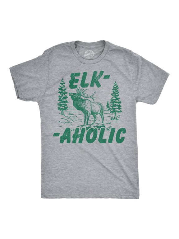 Mens Funny T Shirts Elk Aholic Sarcastic Hunting Tee For Men Graphic Tees