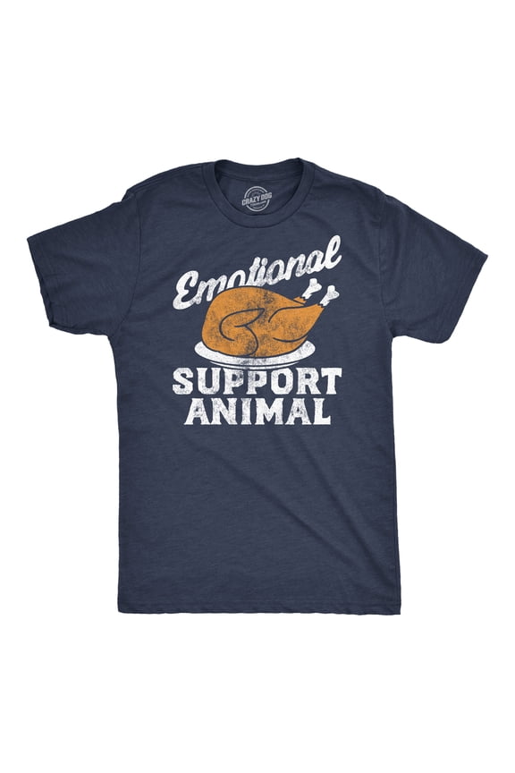 Mens Funny T Shirts Emotional Support Animal Turkey Sarcastic Thanksgiving Dinner Novelty Tee for Men Graphic Tees
