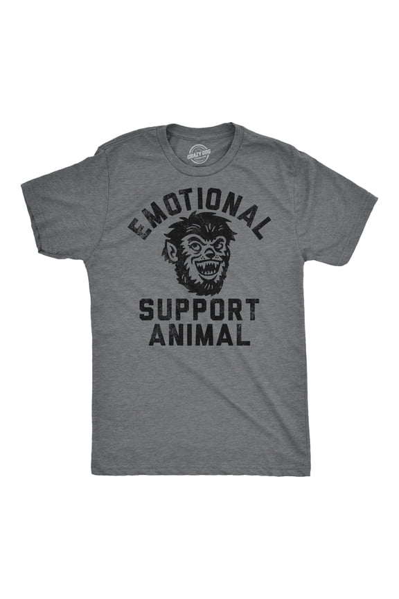 Mens Funny T Shirts Emotional Support Animal Werewolf Sarcastic Halloween Graphic Tee for Men Graphic Tees