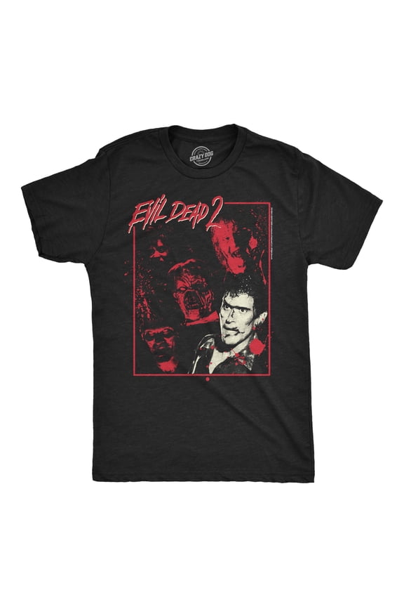 Mens Funny T Shirts Evil Dead 2 Multishot Horror Movie Tee For Men Graphic Tees