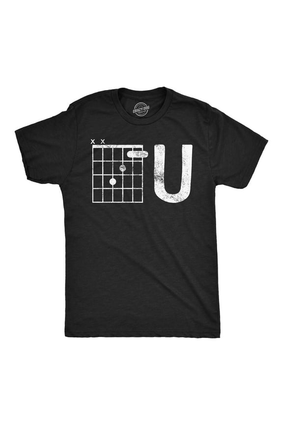 Mens Funny T Shirts F U Guitar Chord Sarcastic Music Joke Graphic Tee for Men Graphic Tees