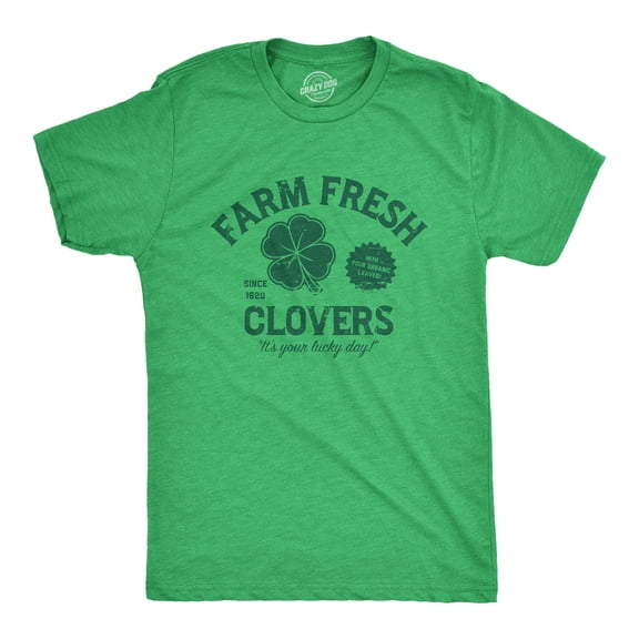 Mens Funny T Shirts Farm Fresh Clovers St Patricks Day Novelty Tee for Guys Graphic Tees