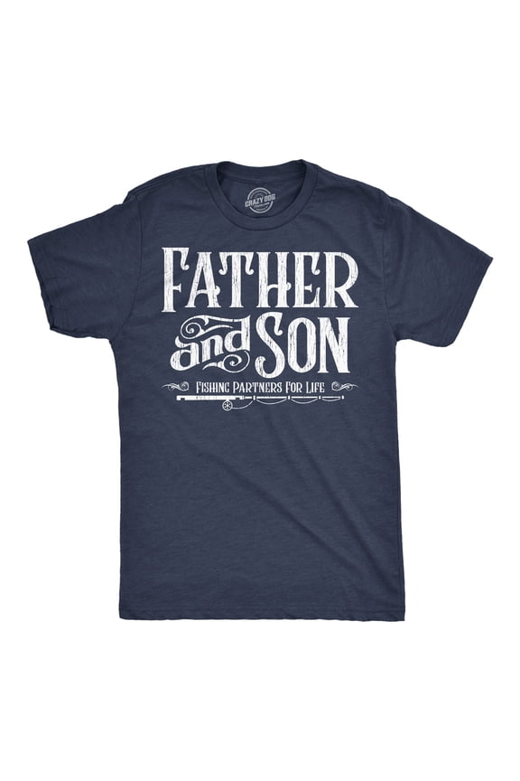 Mens Funny T Shirts Father and Son Fishing Partners for Life Sarcastic Fathers Day Graphic Tee for Men Graphic Tees