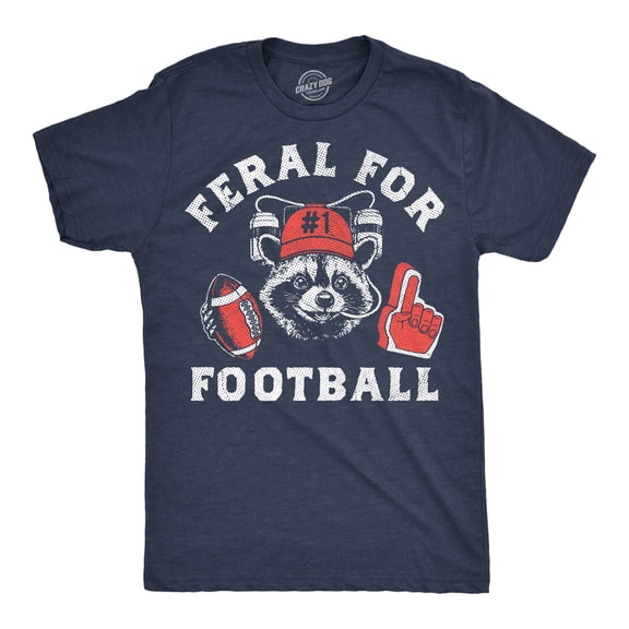 Mens Funny T Shirts Feral For Football Sarcastic Raccoon Graphic Novelty Tee For Men Graphic Tees