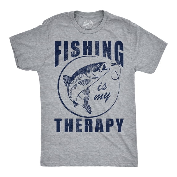 Mens Funny T Shirts Fishing Is My Therapy Sarcastic Fish Graphic Novelty Tee for Men Graphic Tees