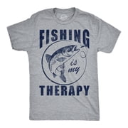 Mens Funny T Shirts Fishing Is My Therapy Sarcastic Fish Graphic Novelty Tee for Men Graphic Tees