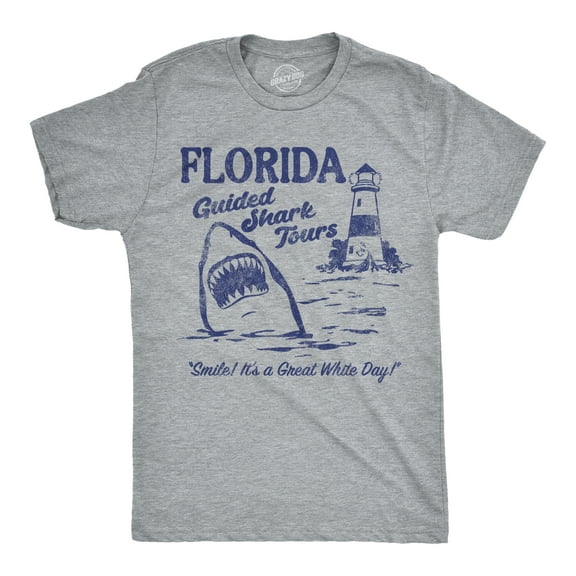Mens Funny T Shirts Florida Guided Shark Tours Sarcastic Graphic Novelty Tee for Men Graphic Tees
