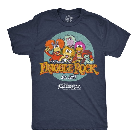Mens Funny T Shirts Fraggle Rock Logo Retro Jim Henson Tee For Men Graphic Tees
