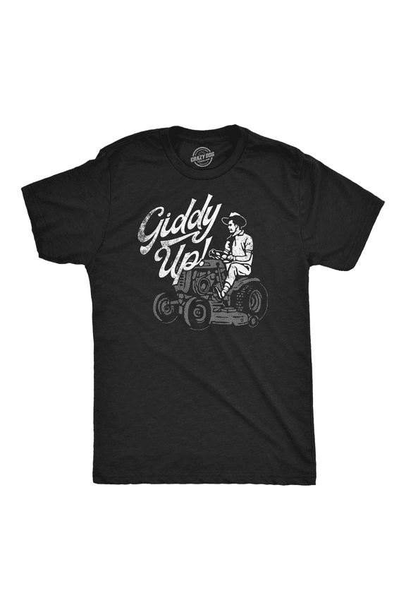 Mens Funny T Shirts Giddy Up Sarcastic Lawn Mower Graphic Tee for Men Graphic Tees