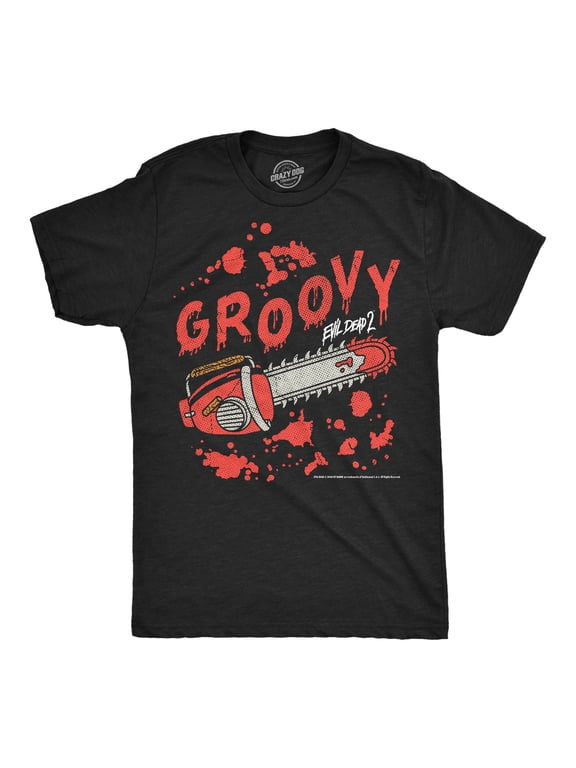 Mens Funny T Shirts Groovy Chainsaw Evil Dead Movie Tee For Men Graphic Tees