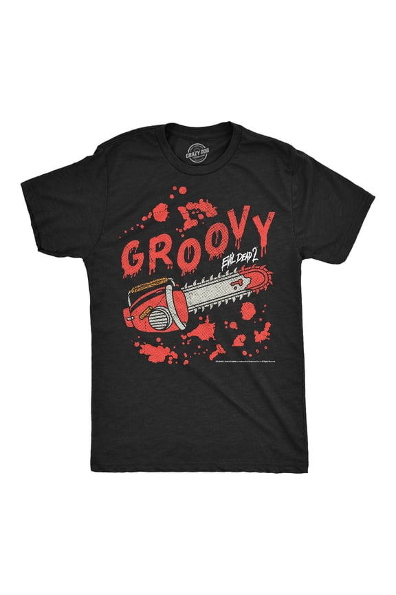 Mens Funny T Shirts Groovy Chainsaw Evil Dead Movie Tee For Men Graphic Tees