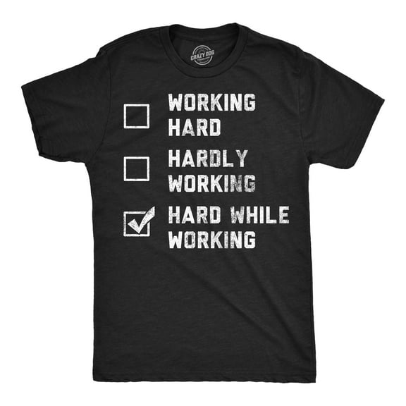 Mens Funny T Shirts Hard While Working Checklist Sarcastic Adult Joke Graphic Novelty Tee for Men Graphic Tees