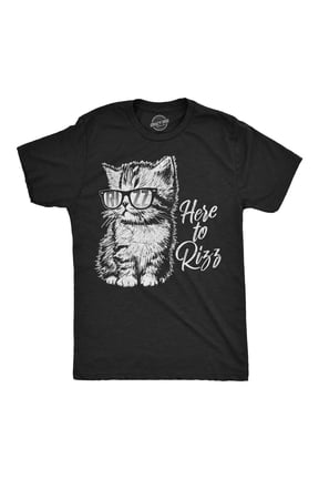 Mens Funny T Shirts Here to Rizz Sarcastic Kitten Graphic Novelty Tee for Men Graphic Tees