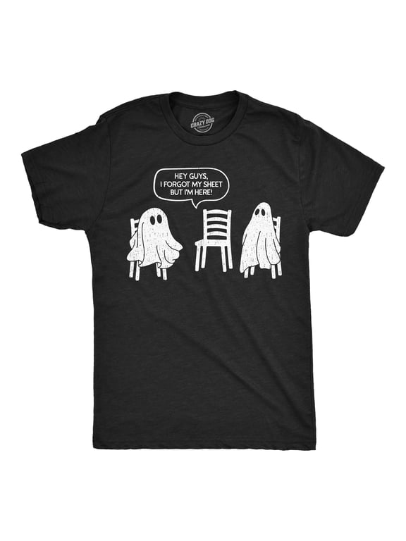 Mens Funny T Shirts Hey Guys I Forgot My Sheet But Im Here Sarcastic Halloween Ghost Tee for Men Graphic Tees