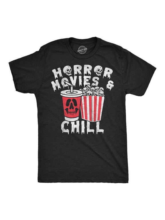 Mens Funny T Shirts Horror Movies And Chill Sarcastic Halloween Movie Graphic Novelty Tee For Men Graphic Tees