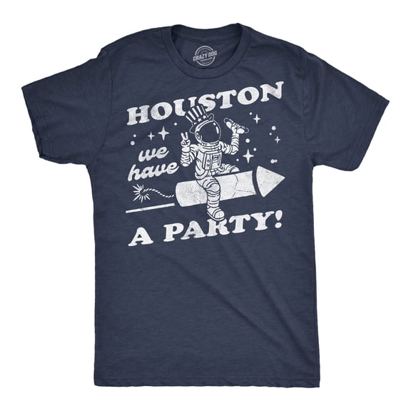 Mens Funny T Shirts Houston We Have A Party Sarcastic Fourth Of July Space Graphic Novelty Tee for Men Graphic Tees