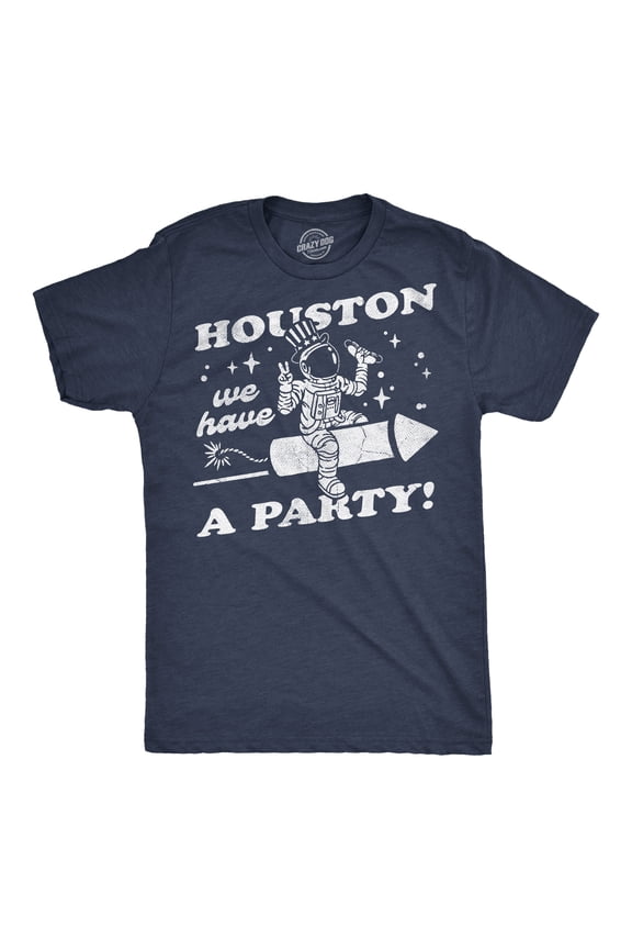 Mens Funny T Shirts Houston We Have A Party Sarcastic Fourth Of July Space Graphic Novelty Tee for Men Graphic Tees