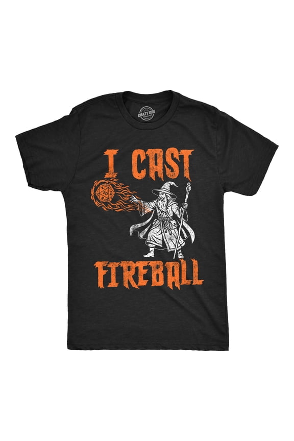 Mens Funny T Shirts I Cast Fireball Sarcastic Wizard Tee For Men Graphic Tees