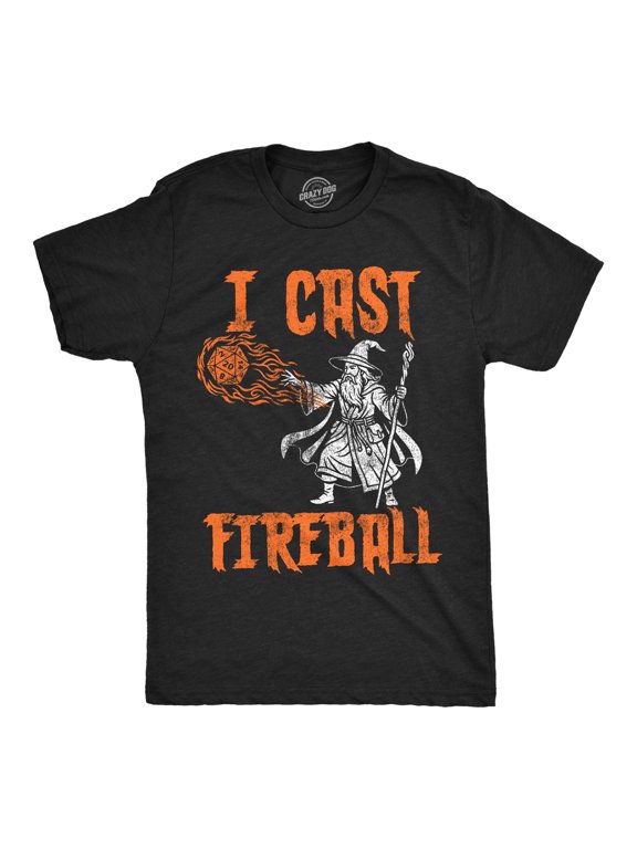 Mens Funny T Shirts I Cast Fireball Sarcastic Wizard Tee For Men Graphic Tees