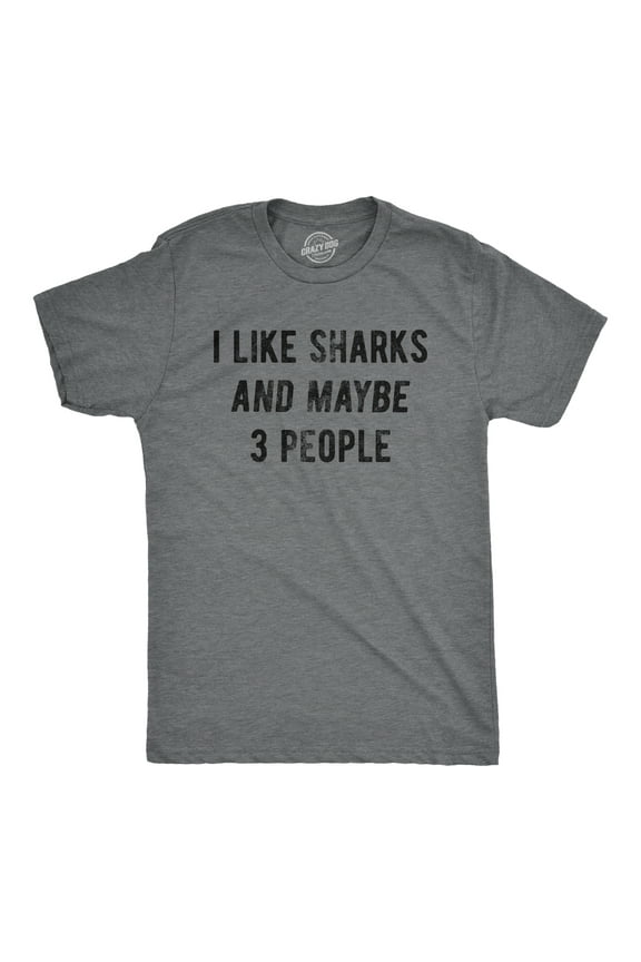 Mens Funny T Shirts I Like Sharks and Maybe 3 People Sarcastic Shark Week Graphic Tee for Men Graphic Tees