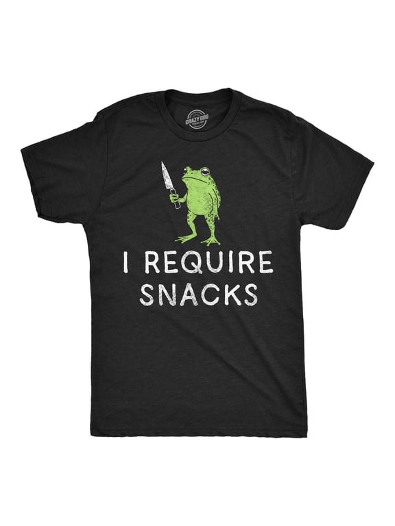 Mens Funny T Shirts I Require Snacks Sarcastic Frog Tee For Men Graphic Tees