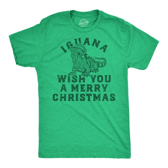 Mens Funny T Shirts Iguana Wish You A Merry Christmas Sarcastic Xmas Graphic Tee for Men Graphic Tees