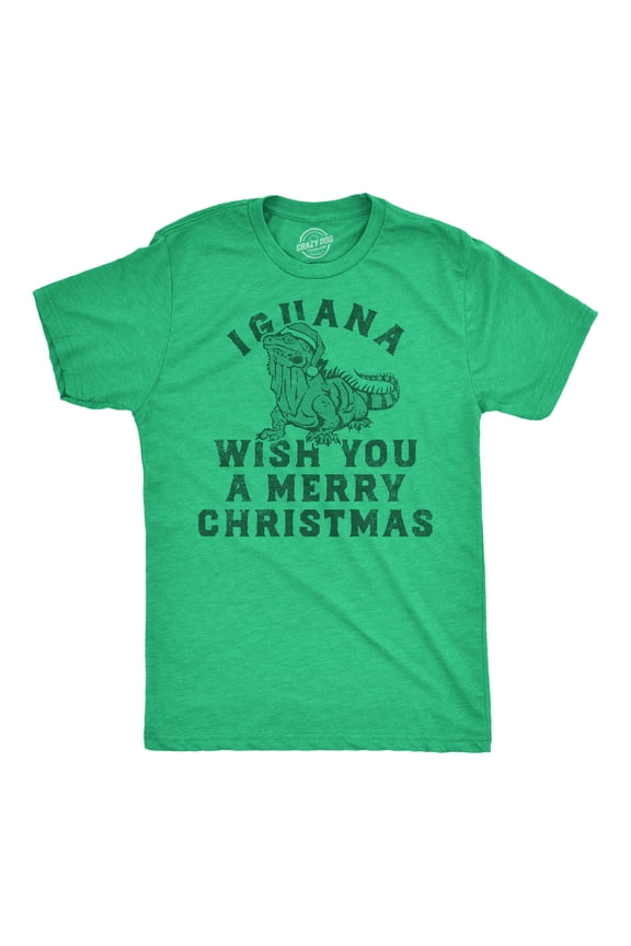 Mens Funny T Shirts Iguana Wish You A Merry Christmas Sarcastic Xmas Graphic Tee for Men Graphic Tees
