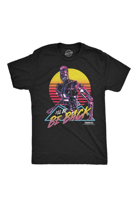 Mens Funny T Shirts Ill Be Back Awesome Terminator 2 Movie Quote Tee For Men Graphic Tees
