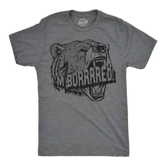 Mens Funny T Shirts Im Bored Sarcastic Bear Graphic Novelty Tee for Men Graphic Tees