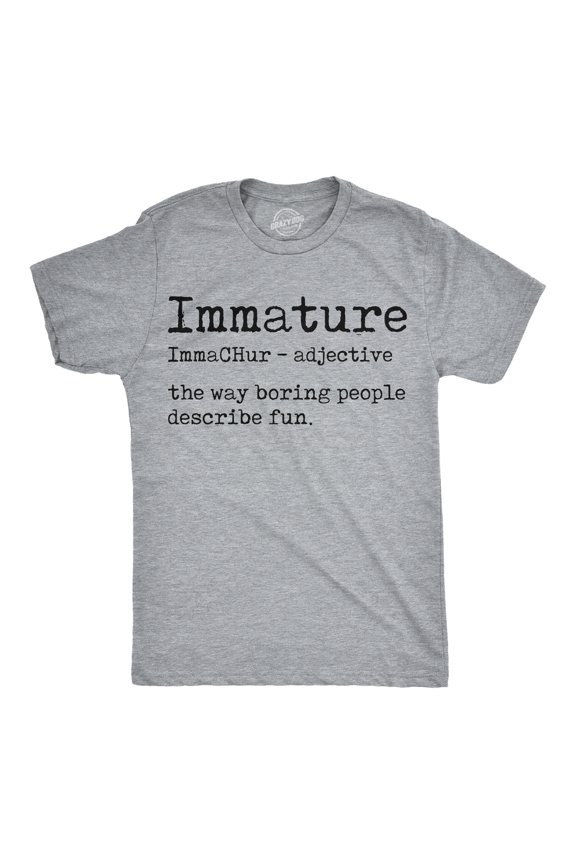 Mens Funny T Shirts Immature Definition Sarcastic Dictionary Graphic Novelty Tee for Men Graphic Tees