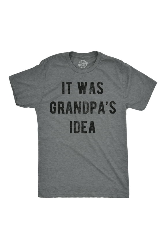 Mens Funny T Shirts It Was Grandpas Idea Sarcastic Fathers Day Tee for Men Graphic Tees