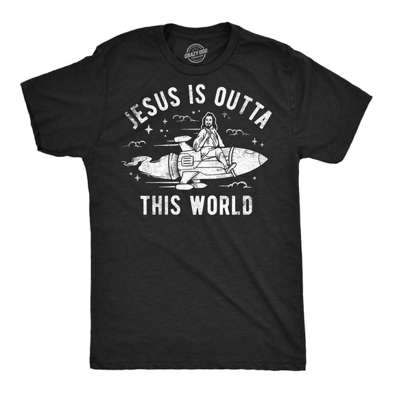 Mens Funny T Shirts Jesus Is Outta This World Sarcastic Easter Tee for Men Graphic Tees