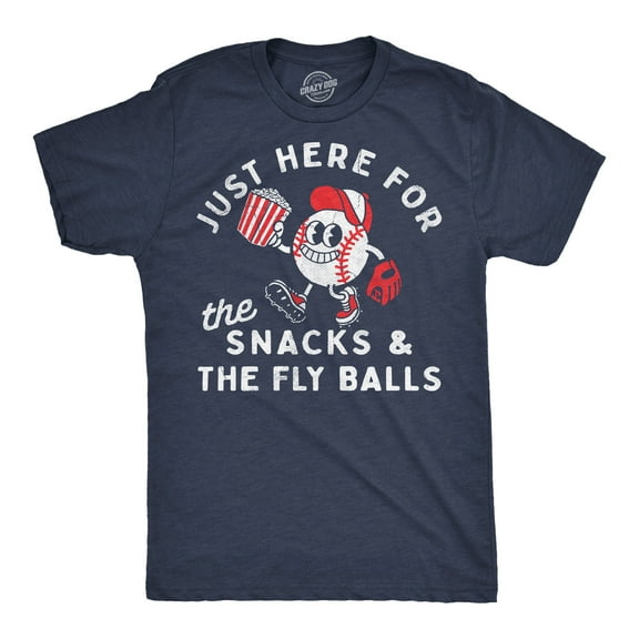 Mens Funny T Shirts Just Here for The Snacks and The Fly Balls Sarcastic Baseball Game Graphic Tee for Men Graphic Tees