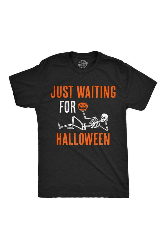 Mens Funny T Shirts Just Waiting for Halloween Sarcastic Graphic Novelty Tee for Men Graphic Tees