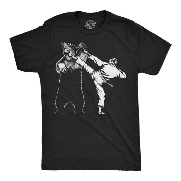 Mens Funny T Shirts Karate Kicked Bear Sarcastic Fighting Graphic Tee Graphic Tees