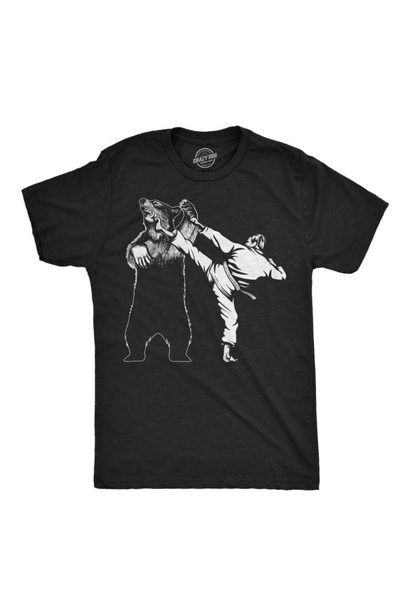 Mens Funny T Shirts Karate Kicked Bear Sarcastic Fighting Graphic Tee Graphic Tees