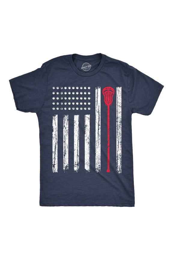 Mens Funny T Shirts Lacrosse Flag Sarcastic USA Graphic Novelty Tee For Men Graphic Tees