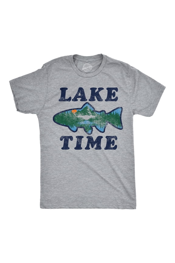 Mens Funny T Shirts Lake Time Sarcastic Vacation Graphic Novelty Tee For Men Graphic Tees