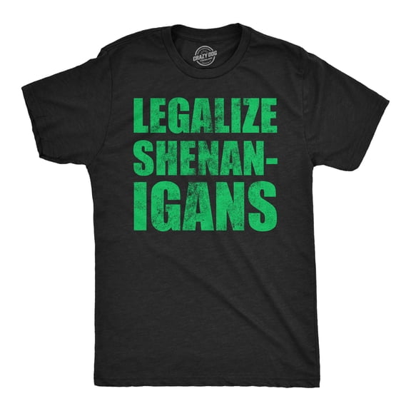 Mens Funny T Shirts Legalize Shenanigans Sarcastic St Patricks Day Tee for Men Graphic Tees
