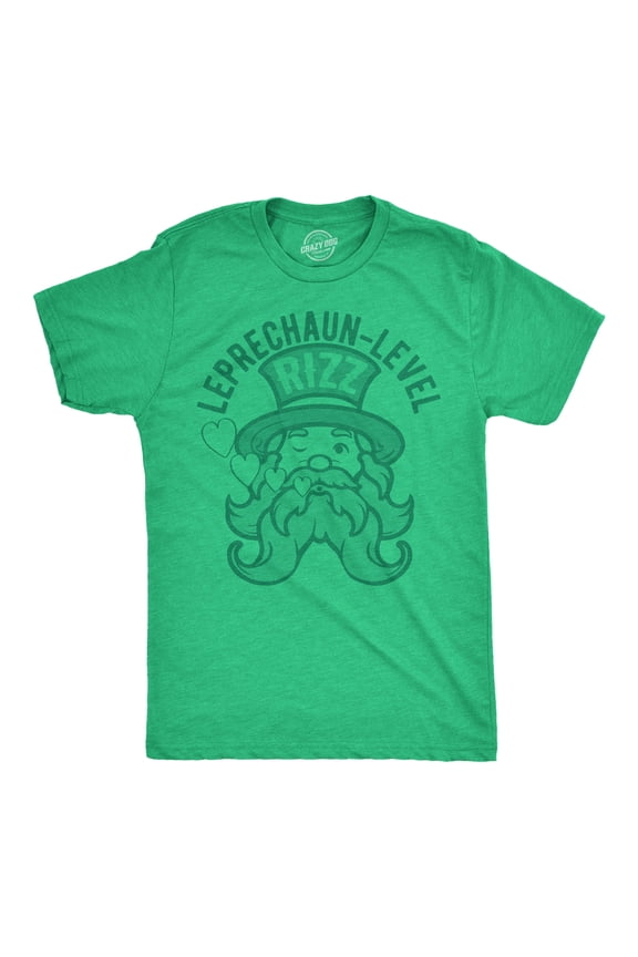 Mens Funny T Shirts Leprechaun Level Rizz Sarcastic St Patricks Day Graphic Tee for Men Graphic Tees