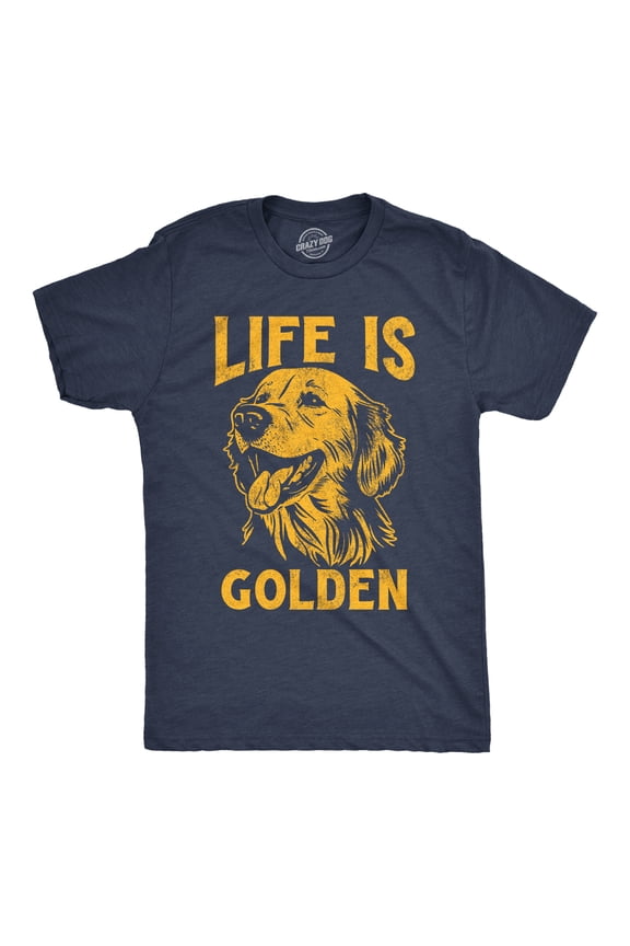 Mens Funny T Shirts Life Is Golden Sarcastic Puppy Graphic Novelty Tee for Men Graphic Tees
