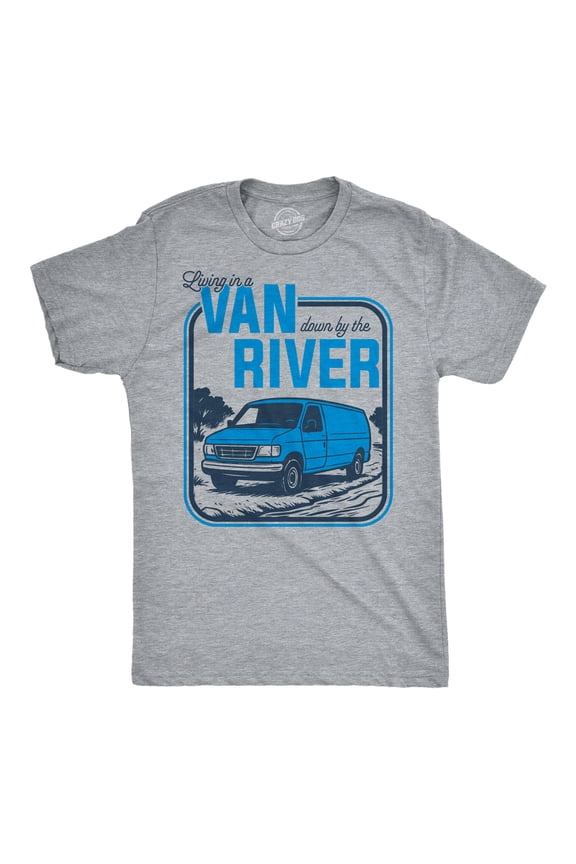 Mens Funny T Shirts Living In A Van Down By The River Sarcastic Chris Farley Tee For Men Graphic Tees