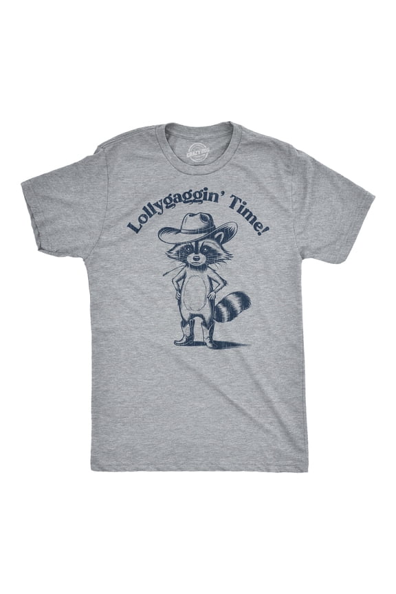 Mens Funny T Shirts Lollygaggin Time Sarcastic Raccoon Graphic Novelty Tee for Men Graphic Tees