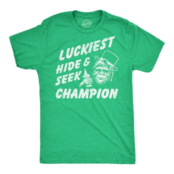 Mens Funny T Shirts Luckiest Hide and Seek Champion Sarcastic St Patricks Day Graphic Novelty Tee for Men Graphic Tees